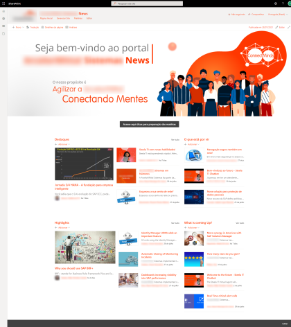 Print tela portal de noticias bilíngue Sharepoint